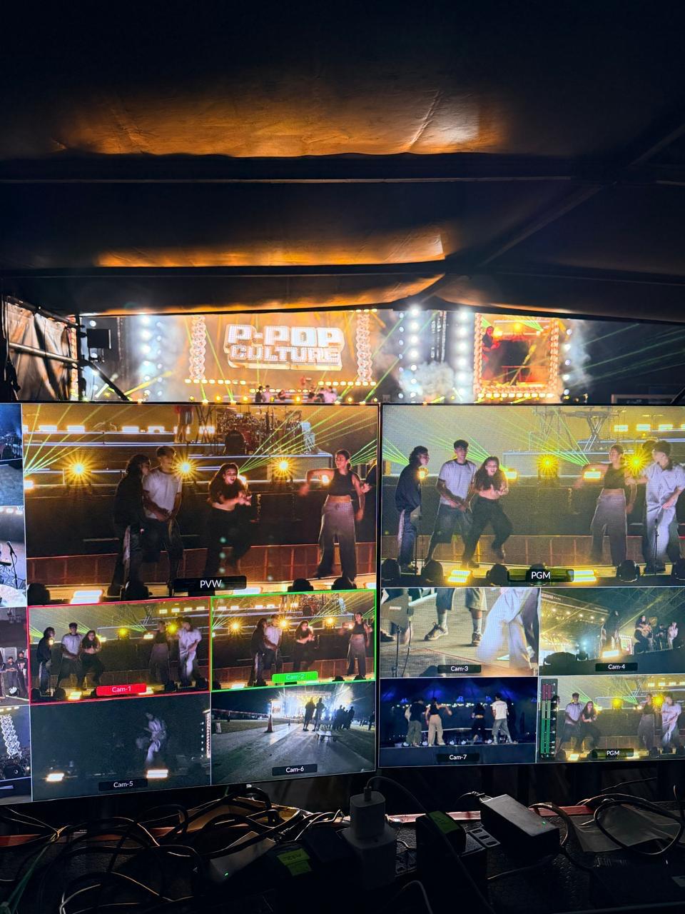 Multi-view monitors showing live camera feeds